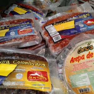 Colombian sodas meats arepas